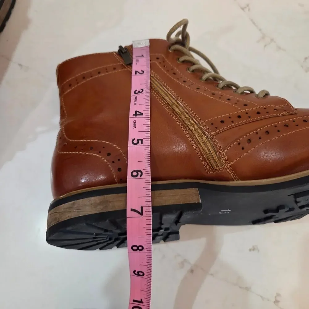 Men's Classic Wingtip Zippered Bruno Marc Motorcycle Leather  Boots, Size 15